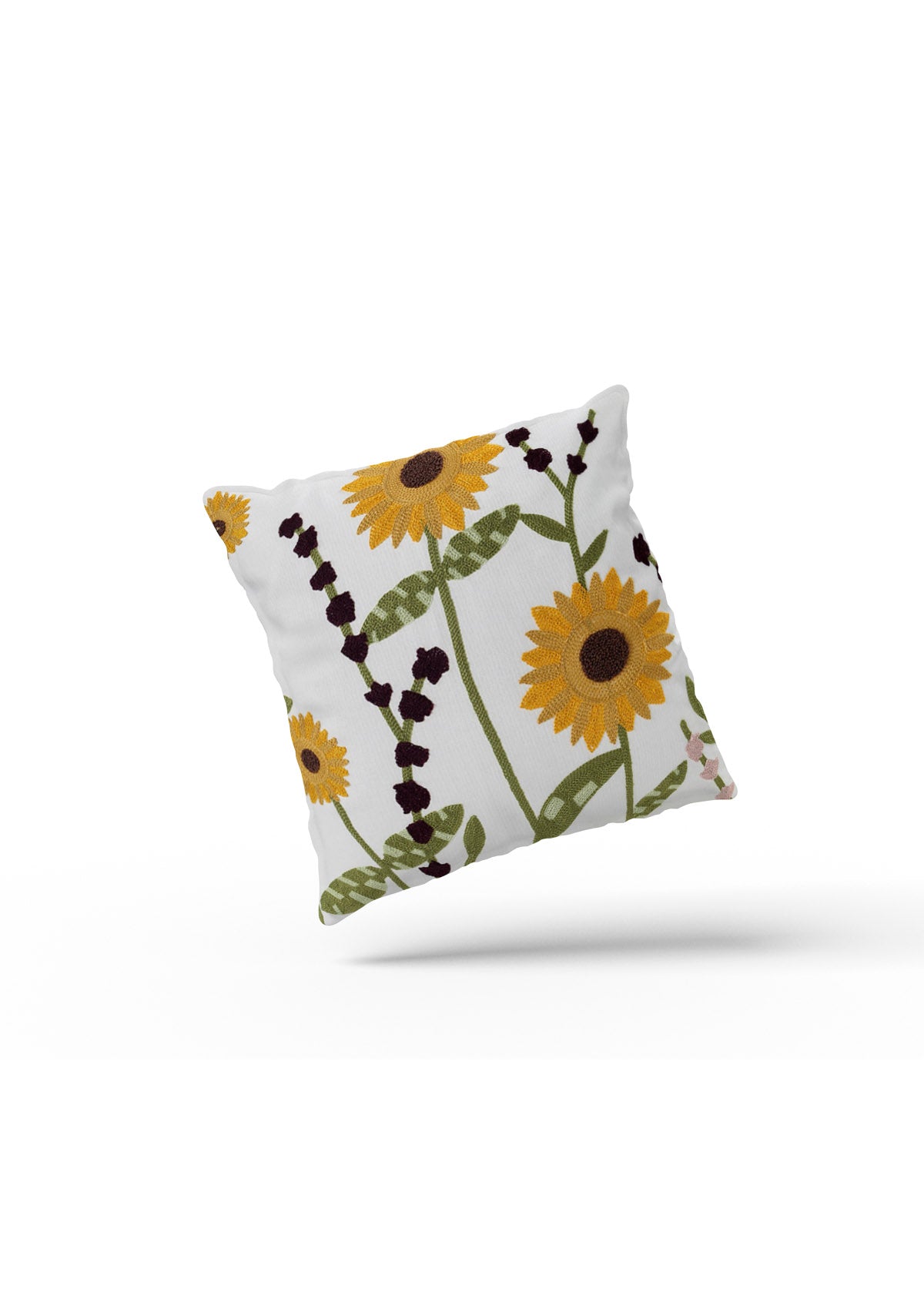 Cheerful sunflower design on a cushion cover, adding warmth and beauty to your home decor