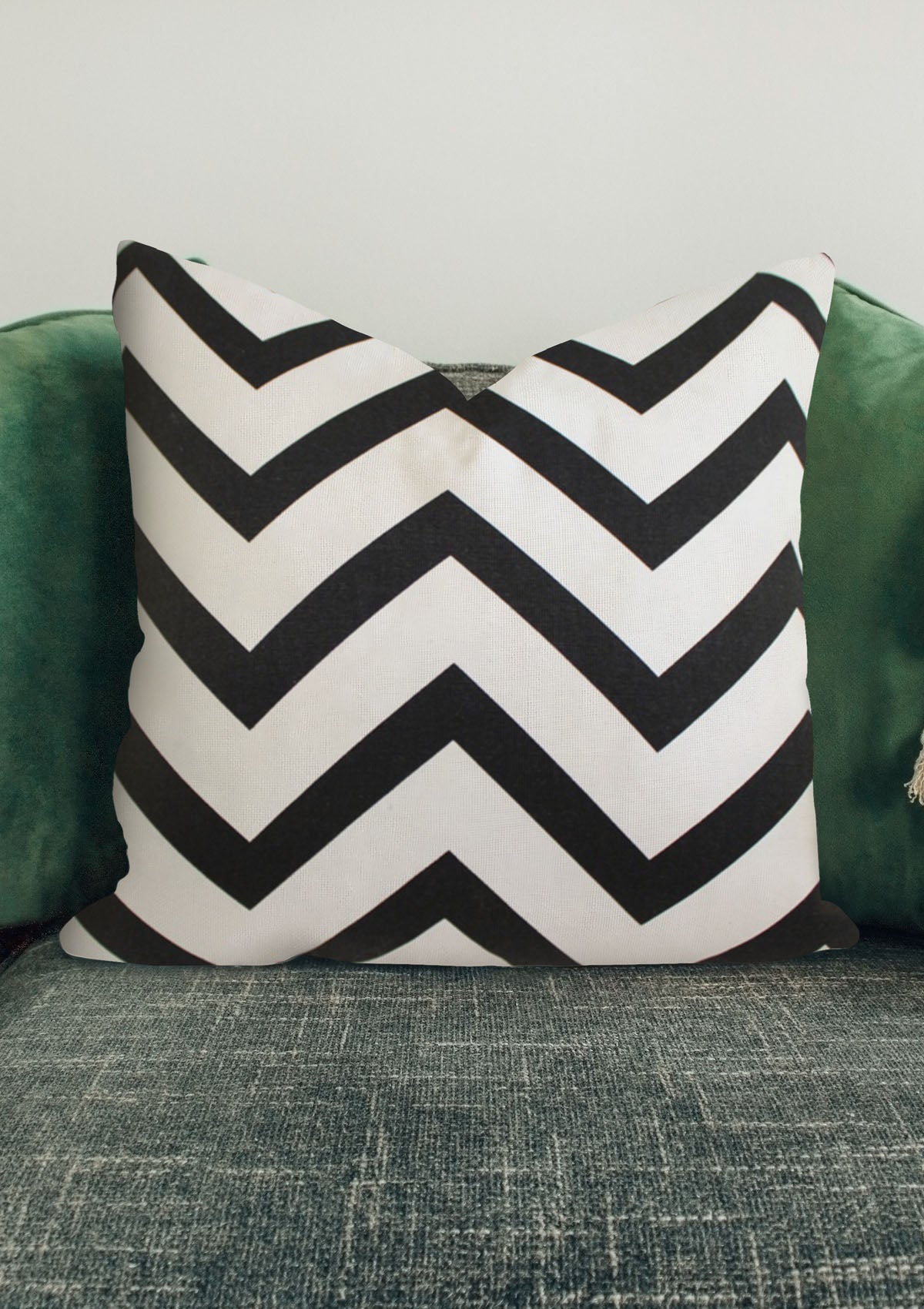 Soft and versatile fabric cushion cover with black and white stripes