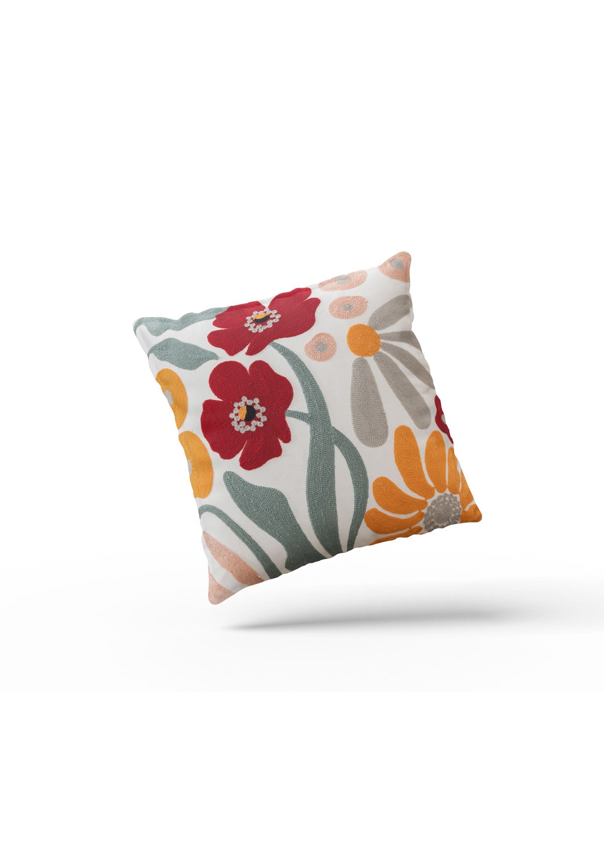 Vibrant floral design on a cushion cover