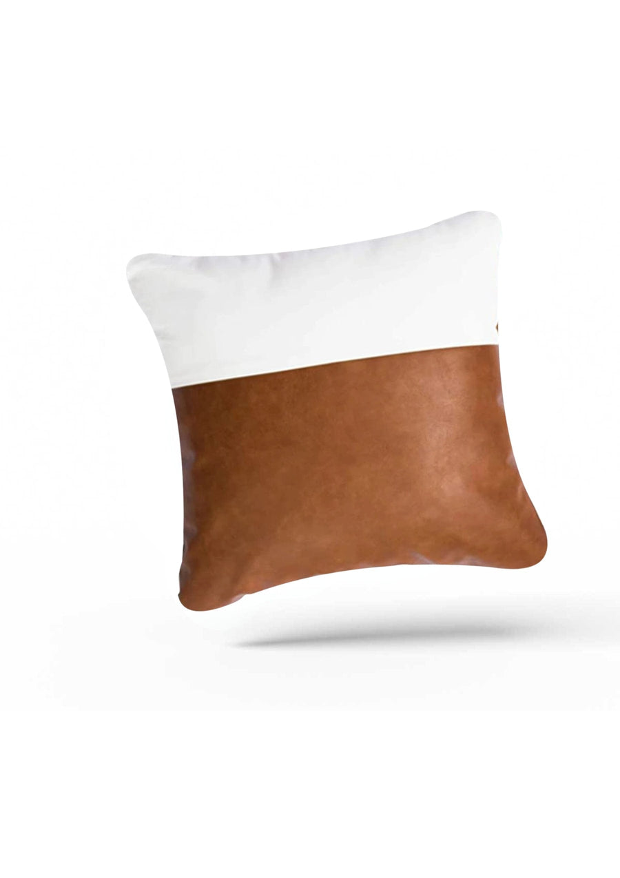 Leather and White Cushion Cover | CoverMyCushion 45x45cm / No thanks - cover only