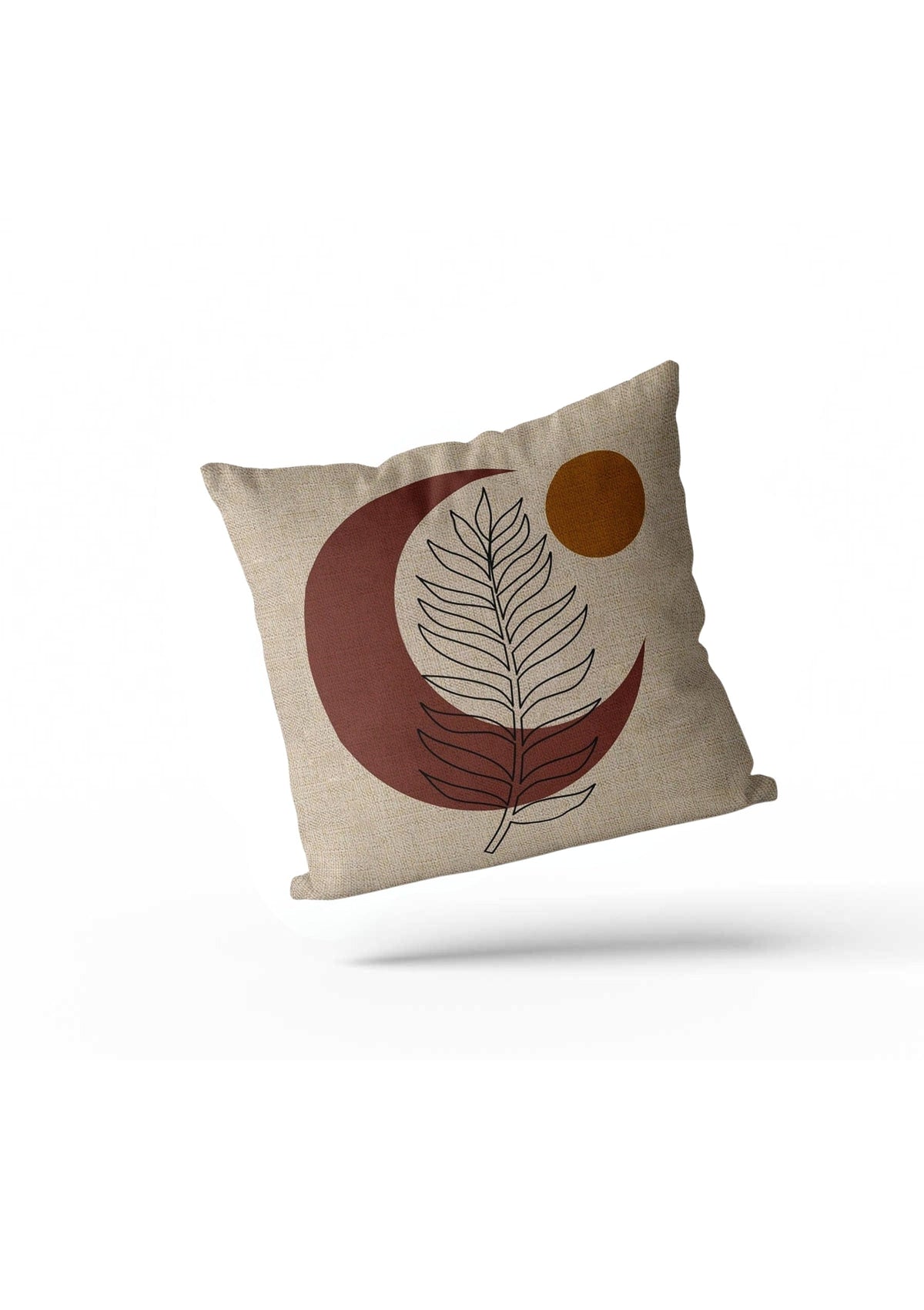 Moon Cushion Cover | brown-cream-orange- 40x40cm - linen and cotton