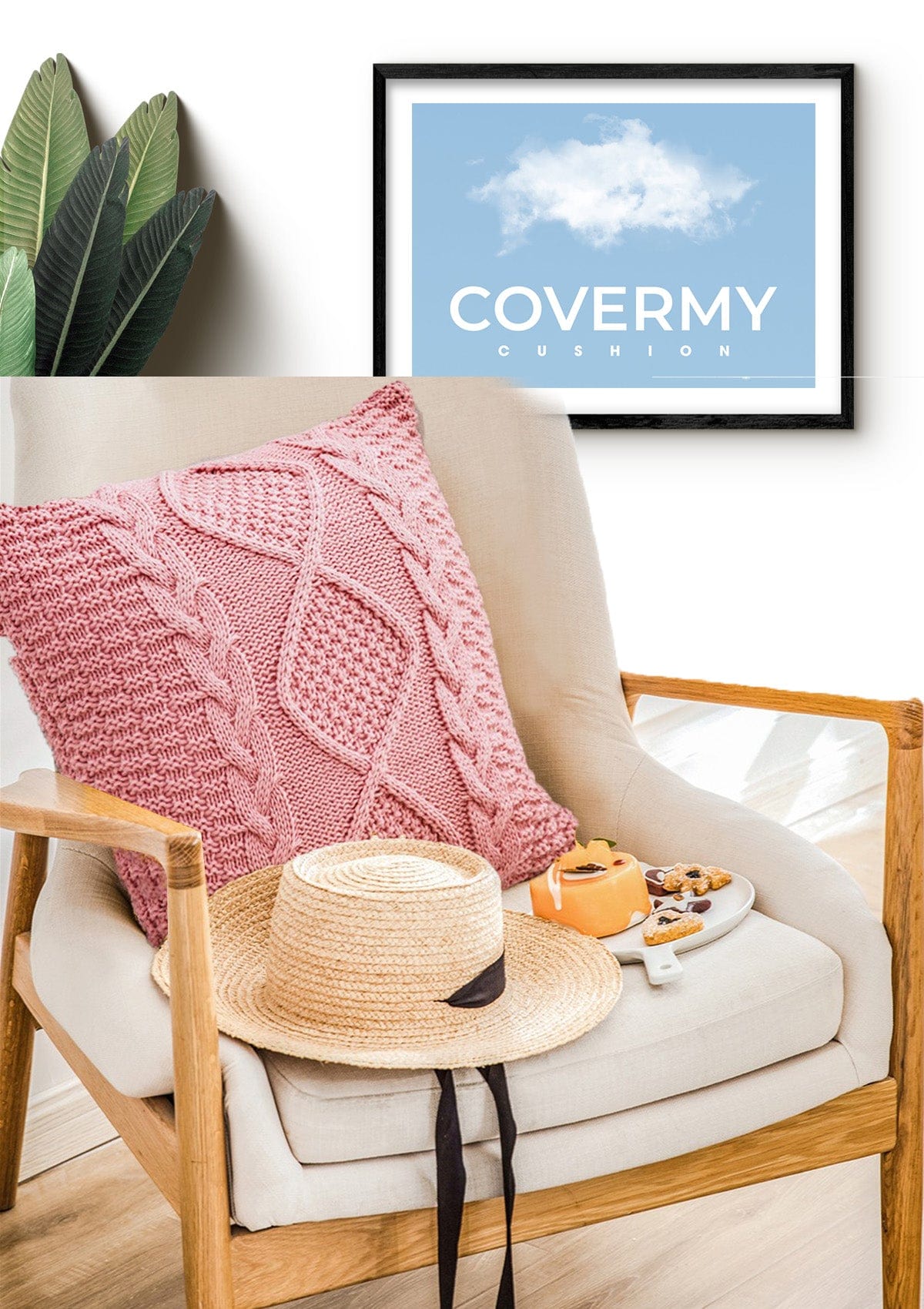  Pink Knitted Cushion Cover 45x45cm / Pink