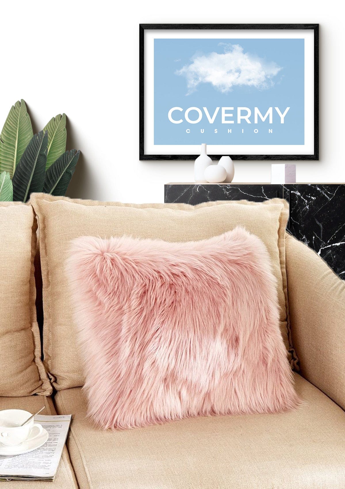 Pink Sheepskin Cushion 40x40cm / Pink