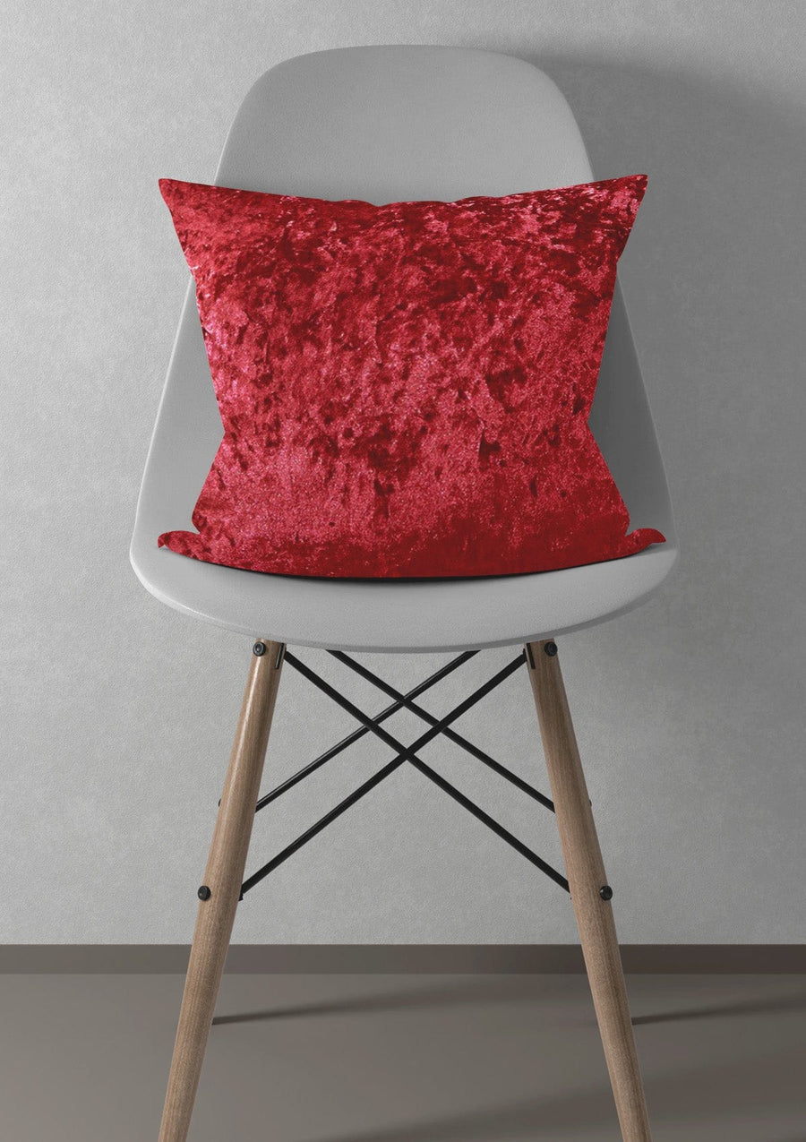 Red Crushed Velvet Cushion Covers | CovermyCushion 45x45cm / Red / No thanks - cover only