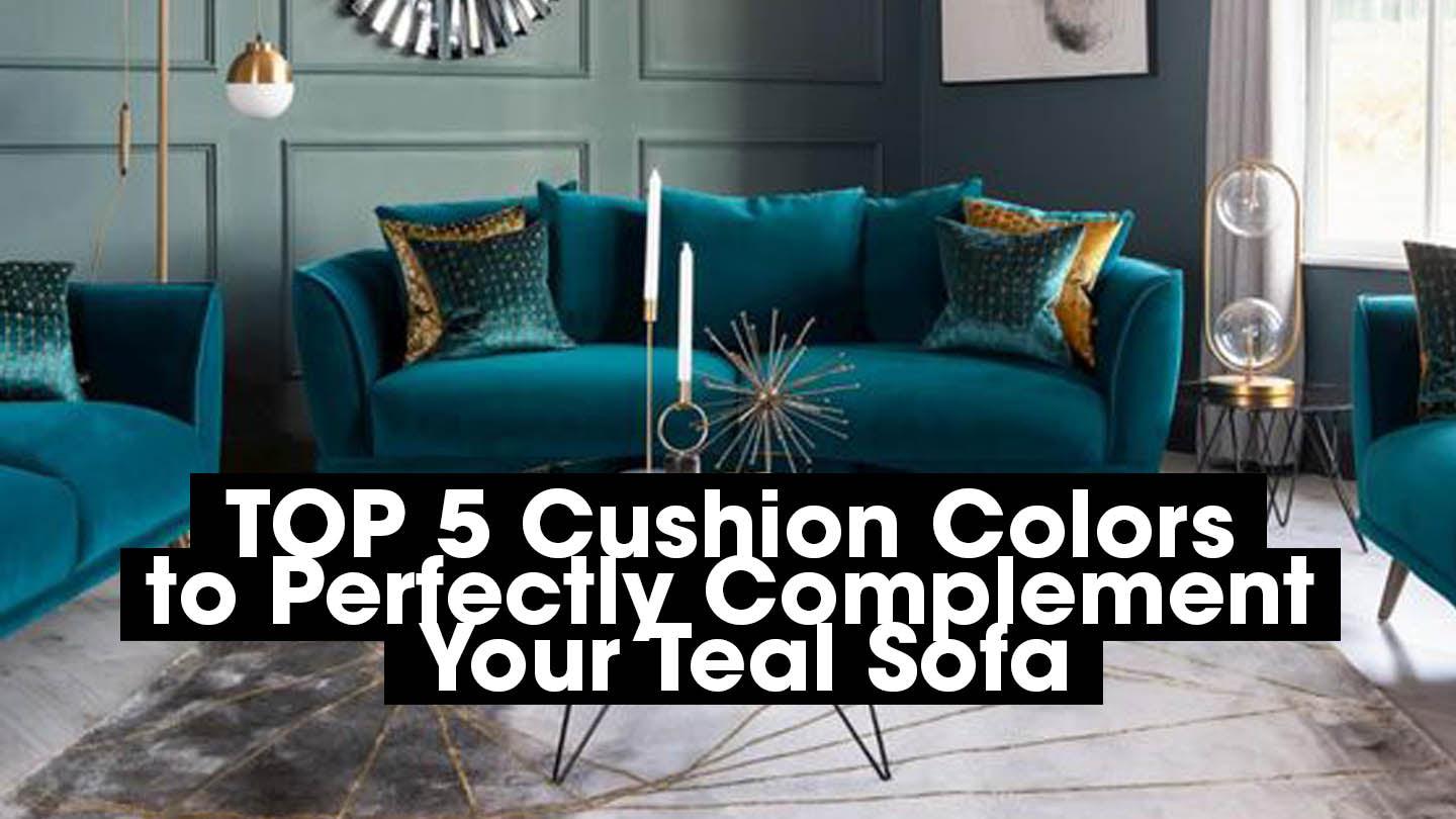 Teal and store gold sofa