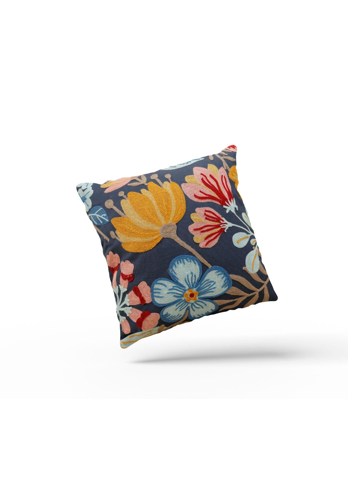 Vibrant blue floral patterned cushion cover for a refreshing and stylish home decor