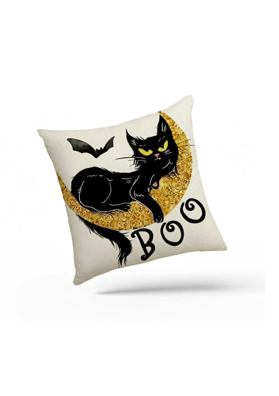 Boo-tiful Black Cat Halloween Cushion Cover