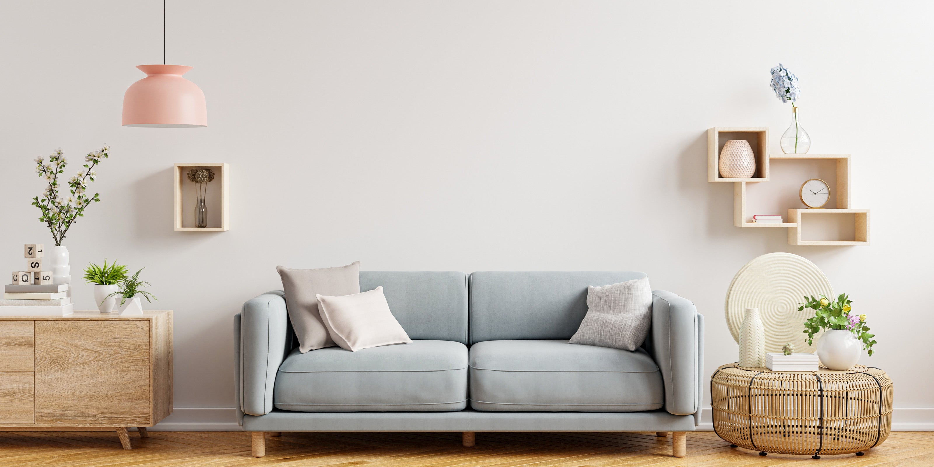 Linen cushion covers on a sofa