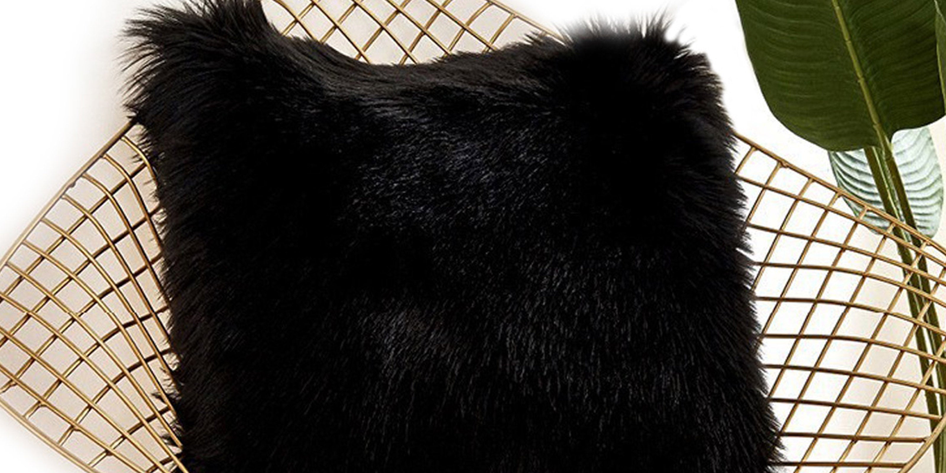 black sheepskin cushion cover