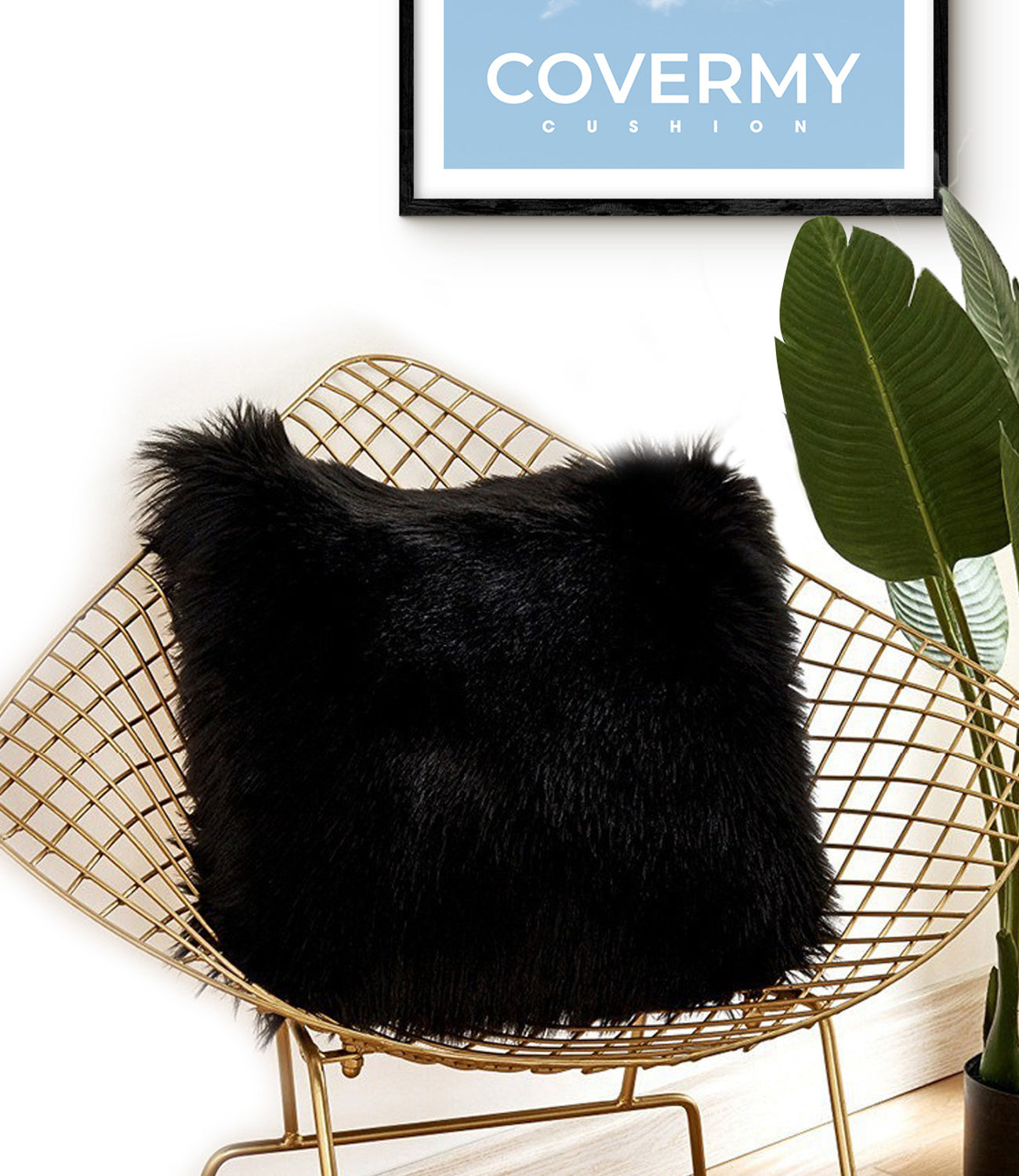 black sheepskin cushion covers