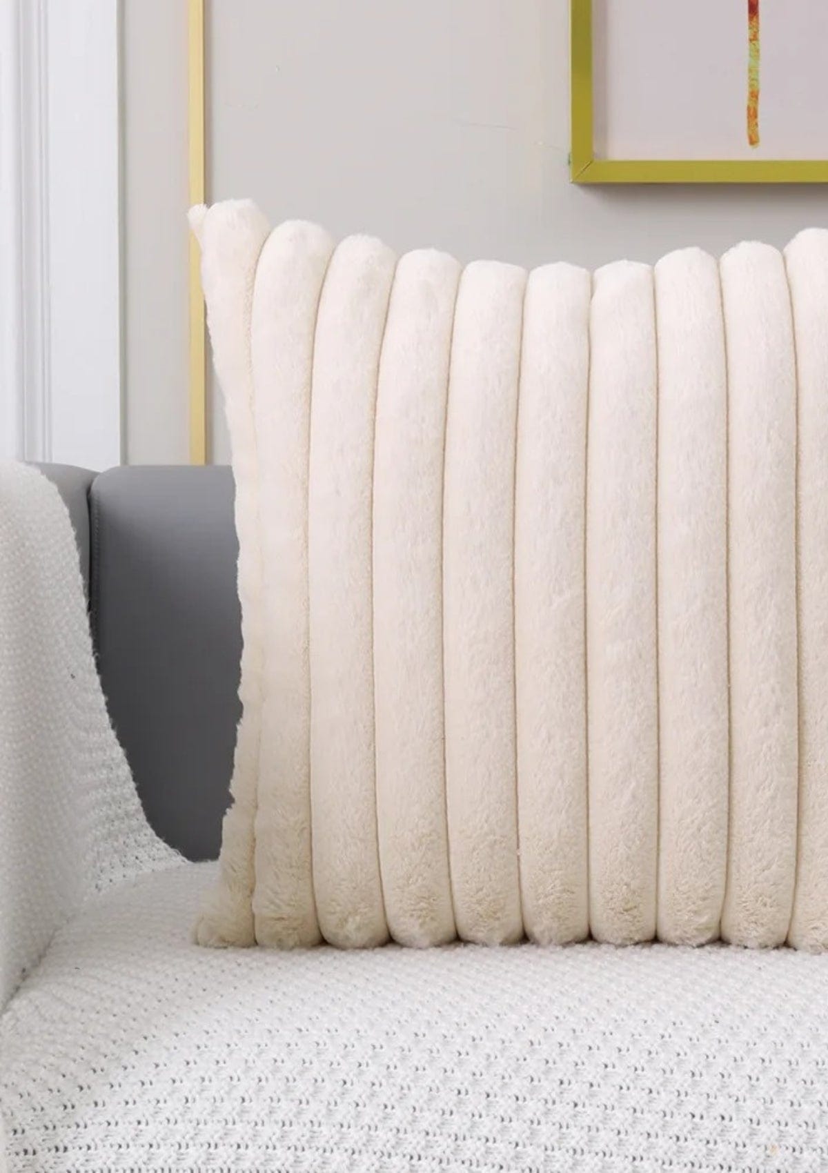 Beige Faux Fur Cushion Cover | CovermyCushion