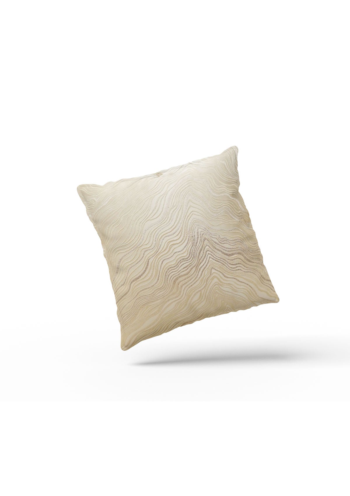 Sophisticated beige and gold cushion cover with textured fabric