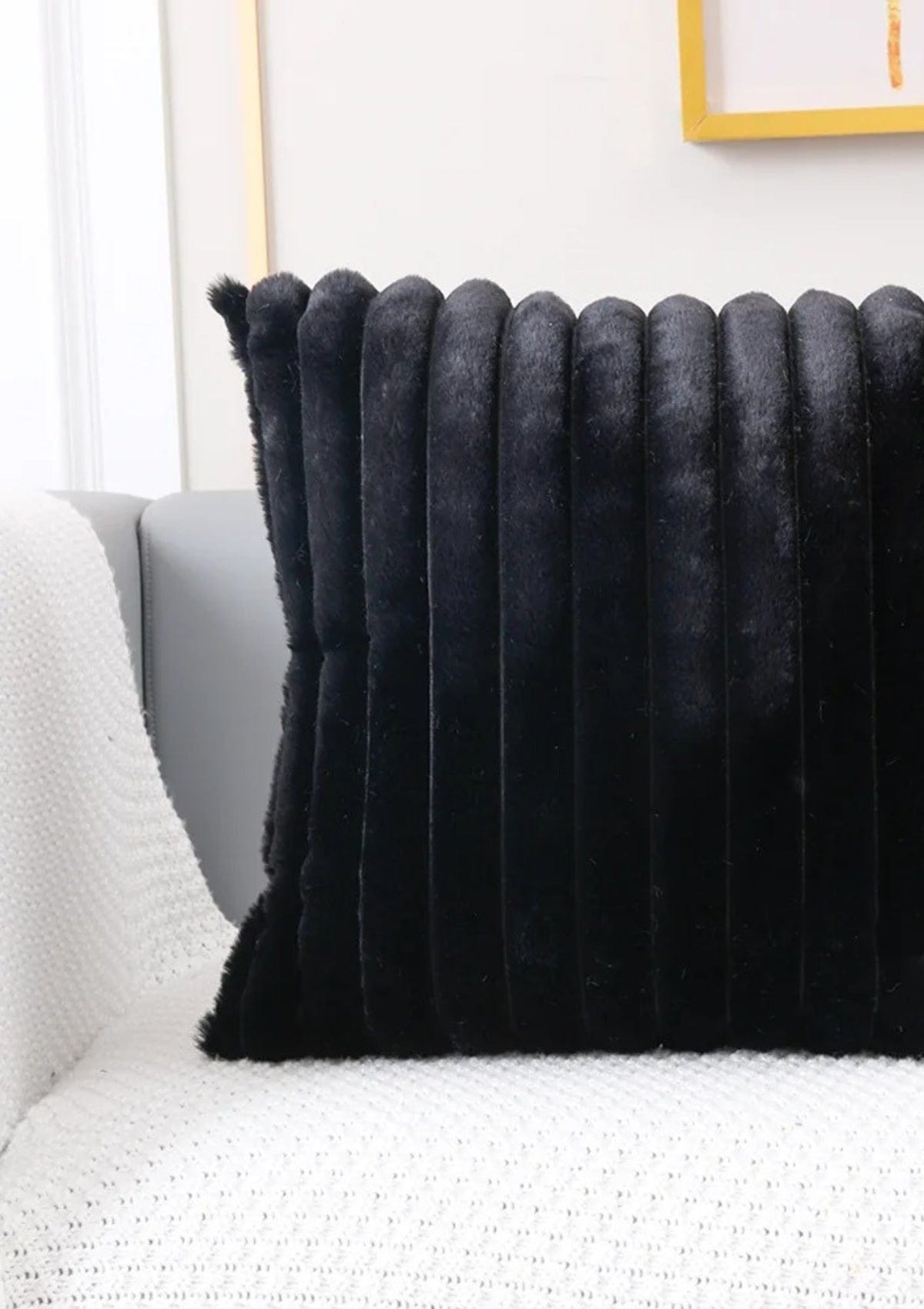 Black Faux Fur Cushion Cover | CovermyCushion