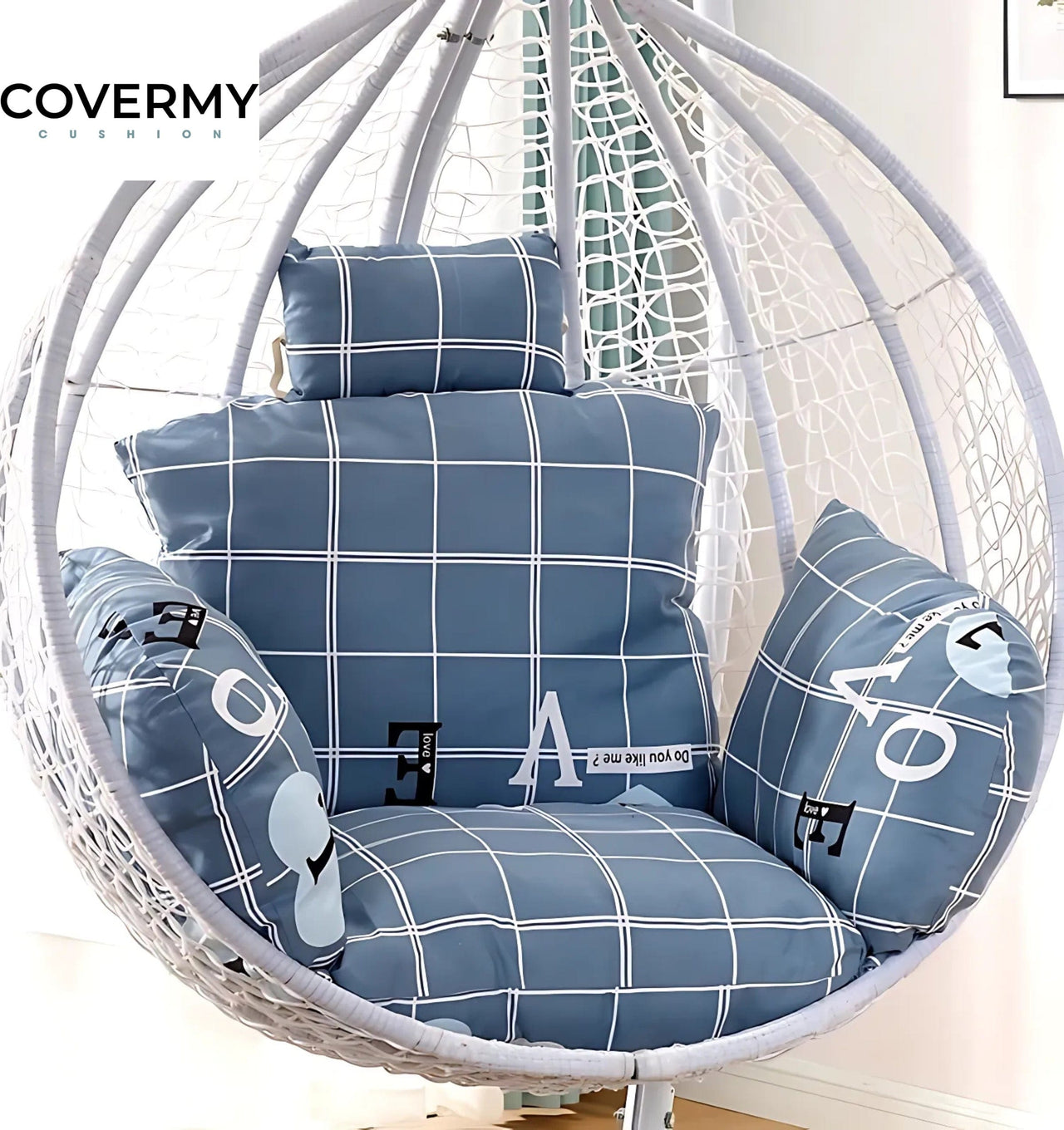 Checked Cushion Cover for Rocking Chair | CoverMyCushion S - Unfilled