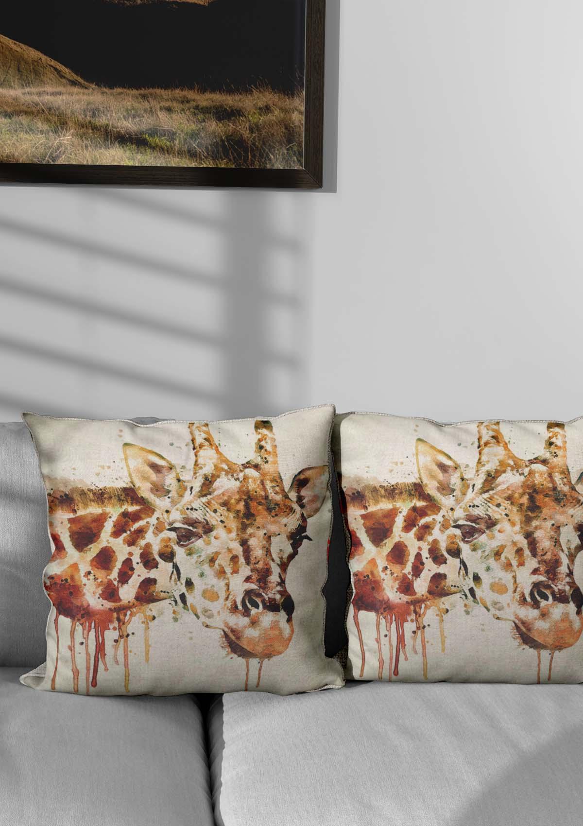 cushion cover with colourful giraffe