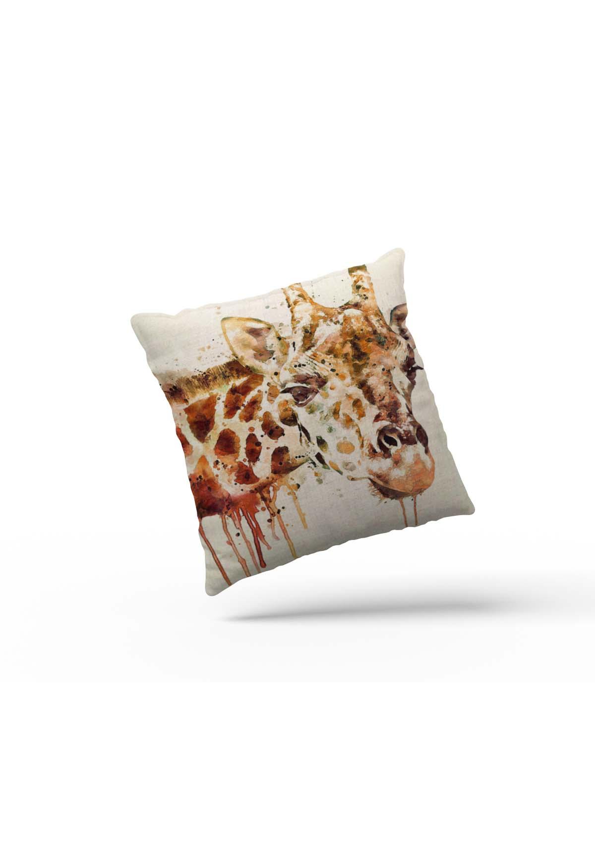 cushion cover with colourful giraffe