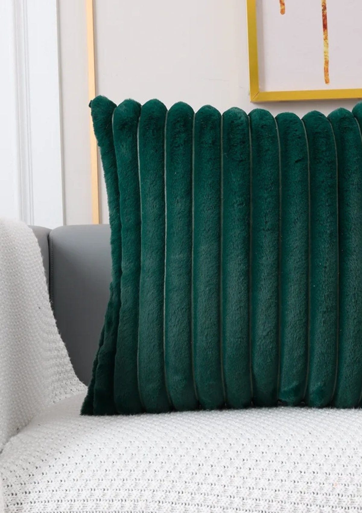 Dark Green Faux Fur Cushion Cover | CovermyCushion