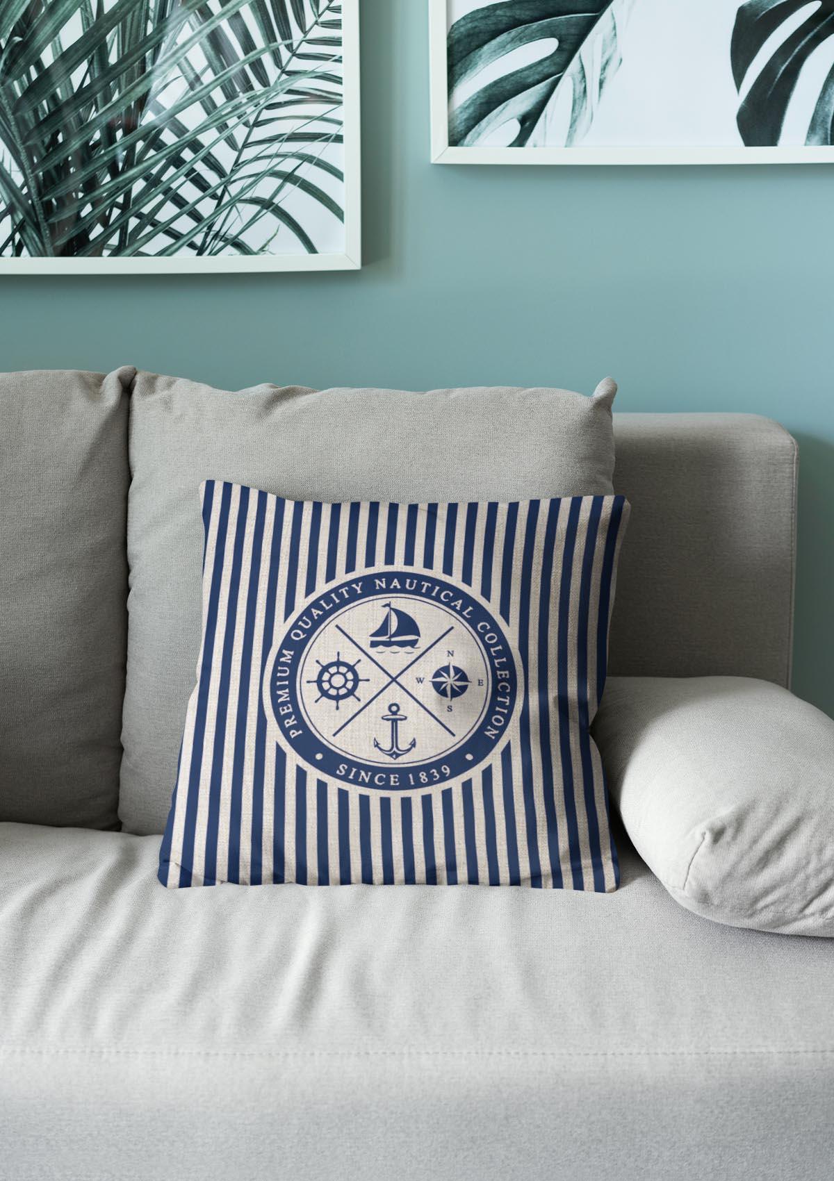 Discover Nautical Stripe Cushion Covers | CoverMyCushion 45x45 / No thanks - cover only