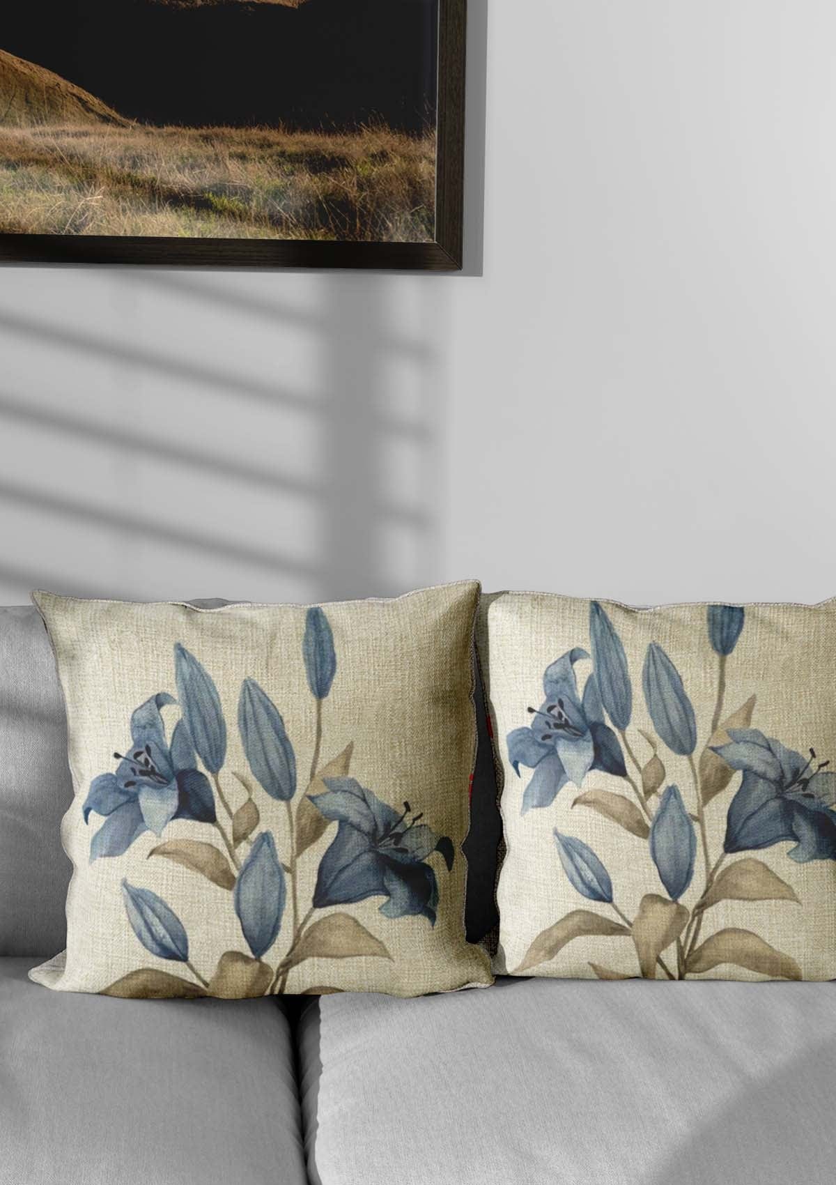 Flowered "Blossom Blue" Cushion Covers | CoverMyCushion 40x40cm / No thanks - cover only