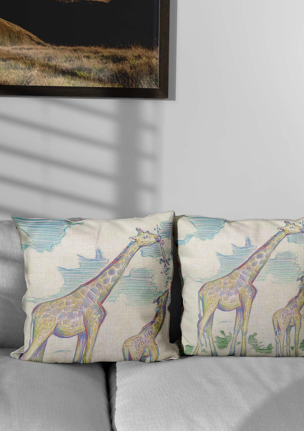 Giraffe in Clouds Cushion Cover | CoverMyCushion 45x45 / No thanks - cover only