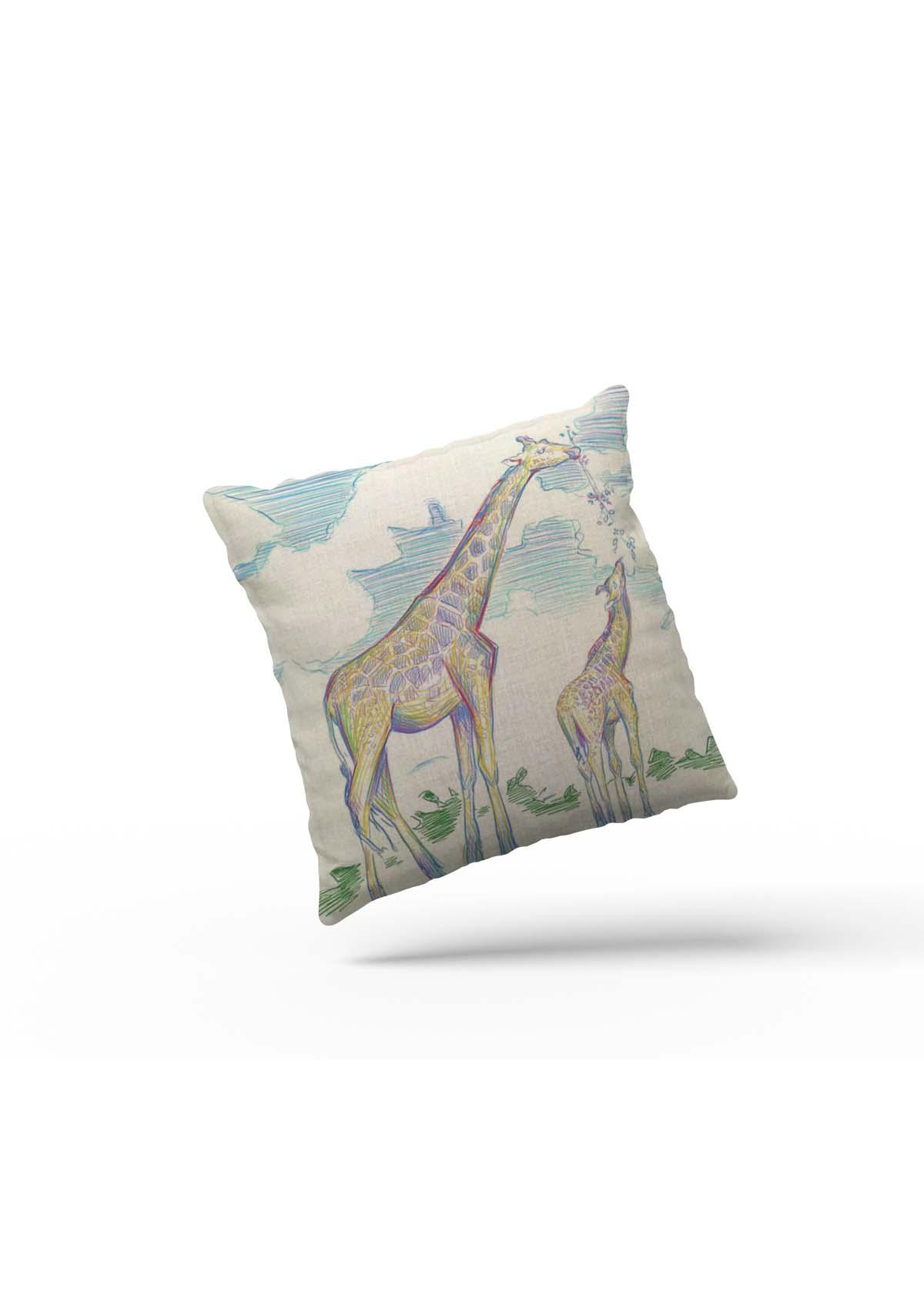 giraffe in clouds cushion cover