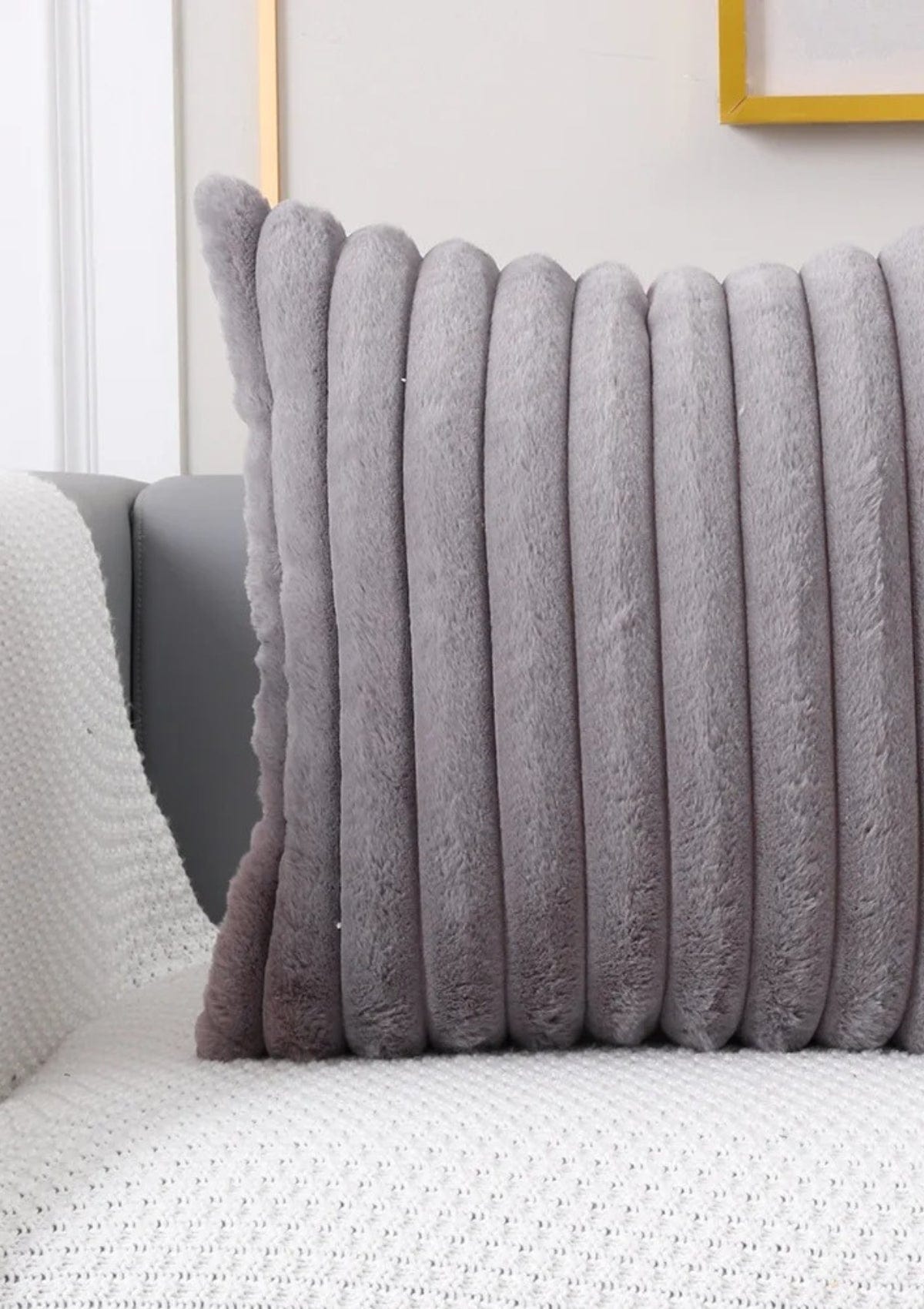 Grey Faux Fur Cushion Cover | CovermyCushion