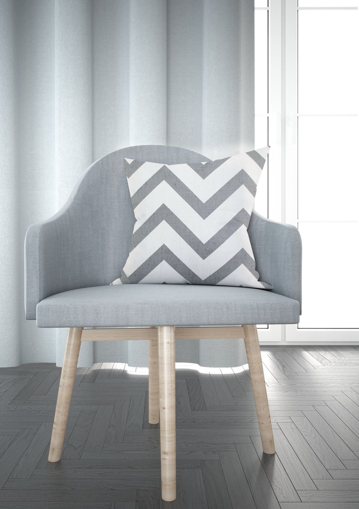 Grey and white striped cushion cover from Elegance Harmony enhancing a living room setting