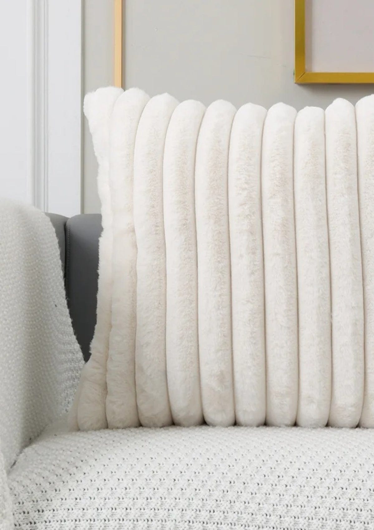 Ivory Faux Fur Cushion Cover | CovermyCushion