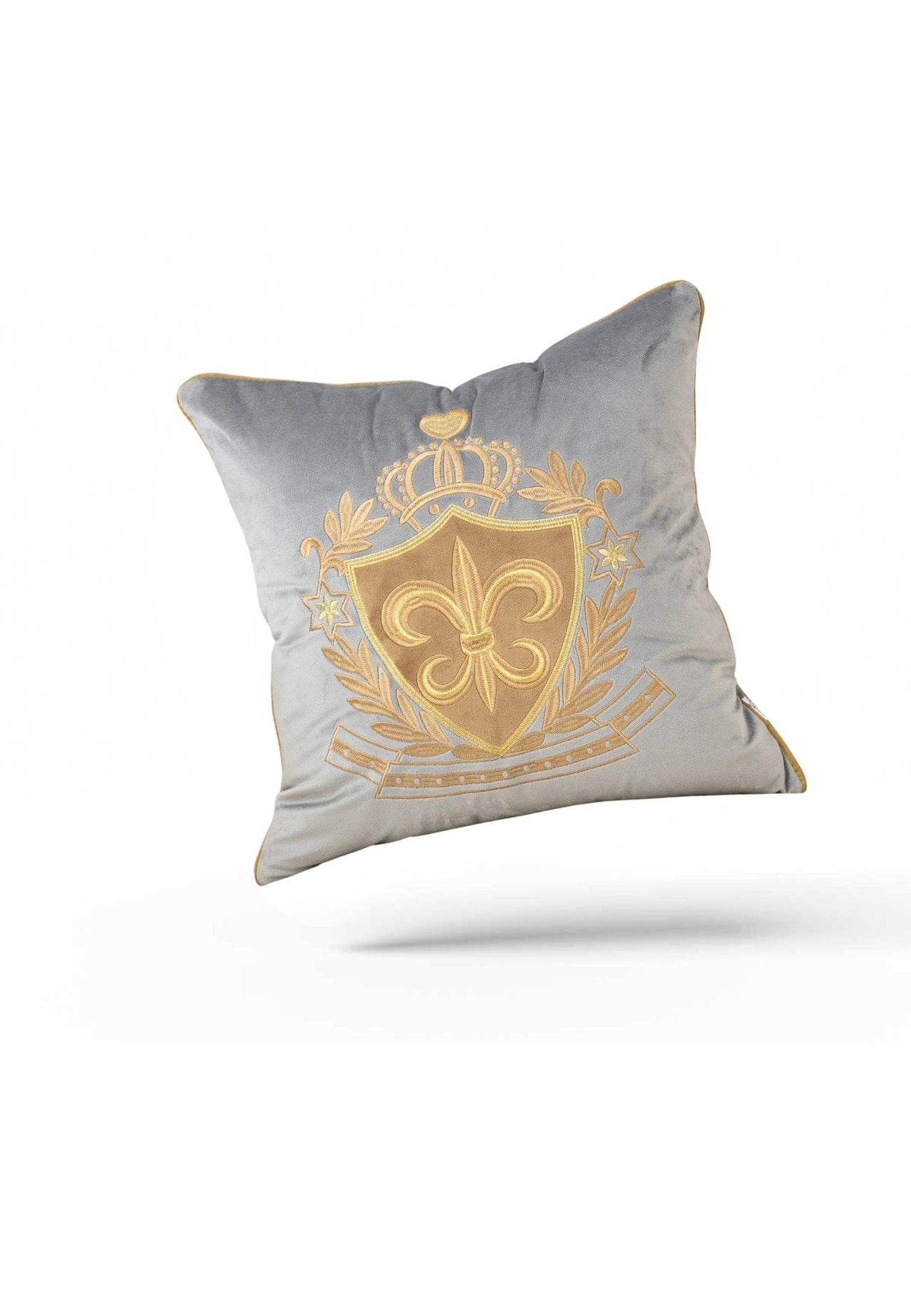 Luxury Grey Embroidered Cushion Cover | CoverMyCushion 50x50cm / Grey / No thanks - cover only