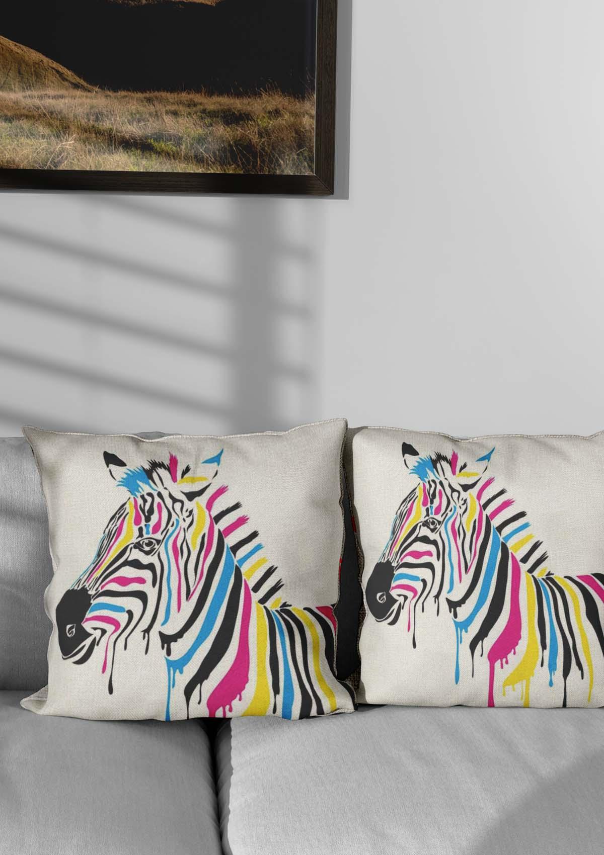 Multi-Colored Zebra Cushion Covers | CoverMyCushion 40x40 / No thanks - cover only