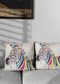 Thumbnail for Multi-Colored Zebra Cushion Covers | CoverMyCushion 40x40 / No thanks - cover only