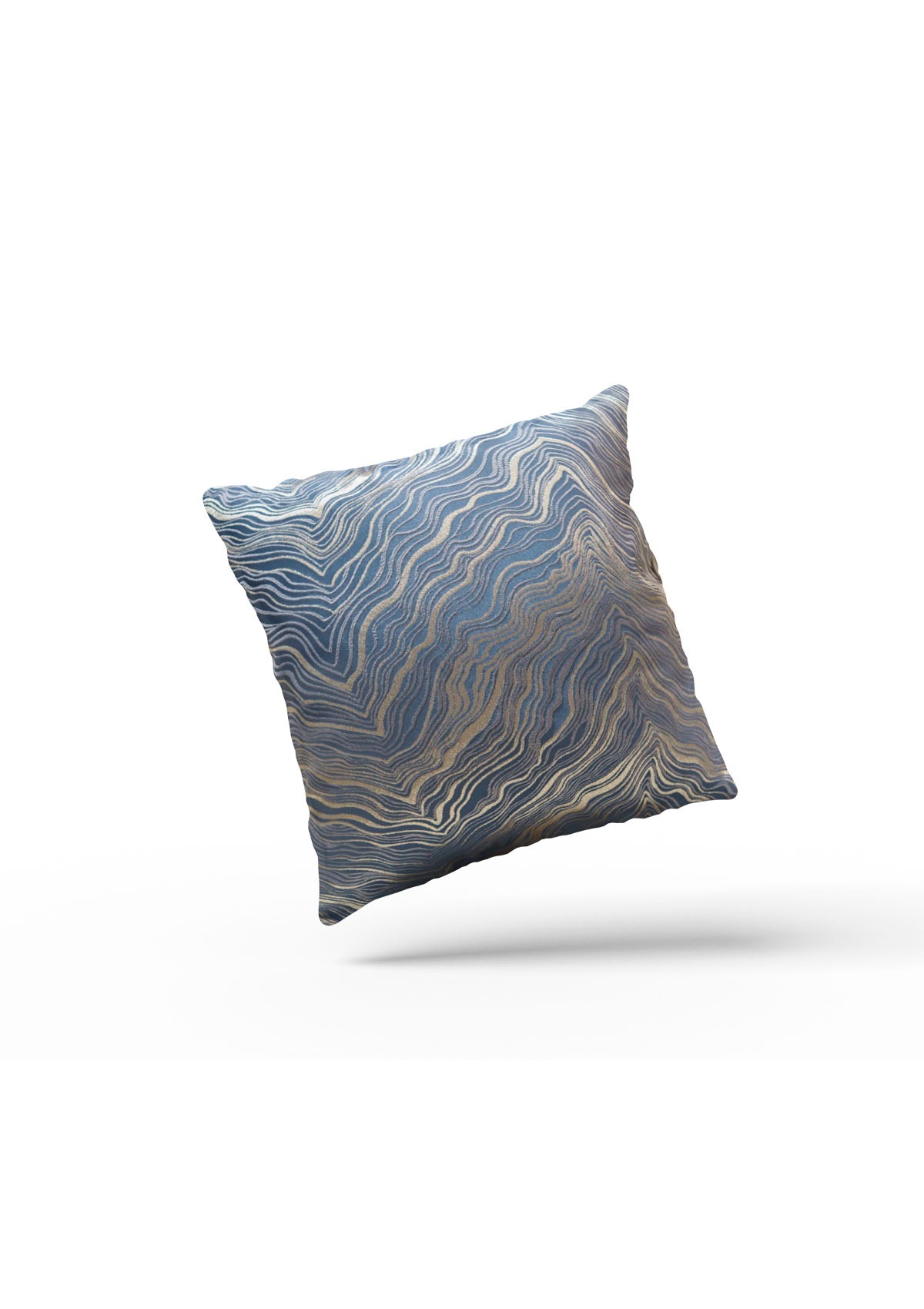 Sophisticated navy blue and gold cushion cover with textured fabric