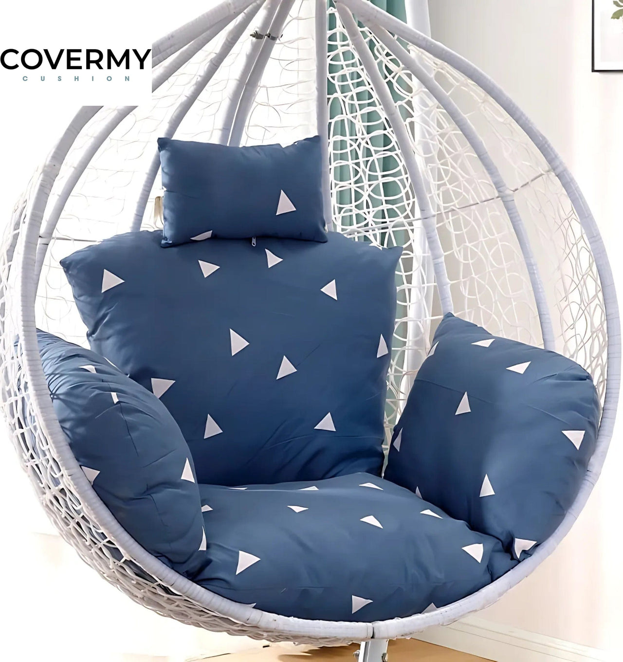 Patterned Blue Rocking Chair Cushion | CoverMyCushion S - Unfilled