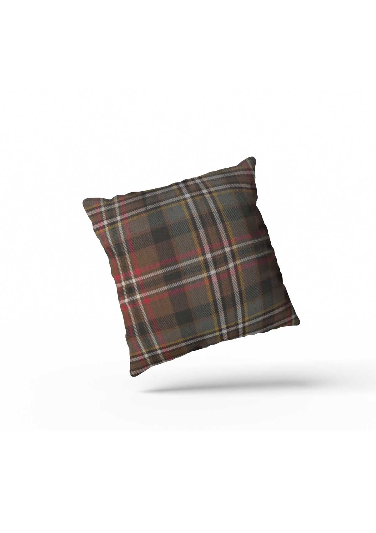 red and grey tartan cushion covers