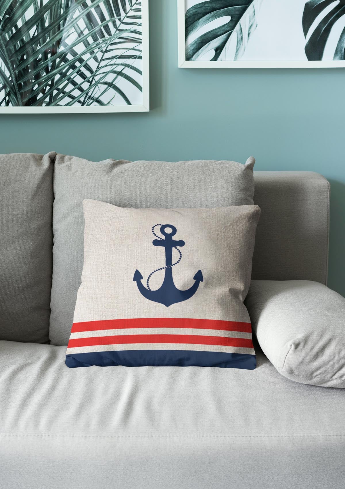 red bubble nautical cushion covers