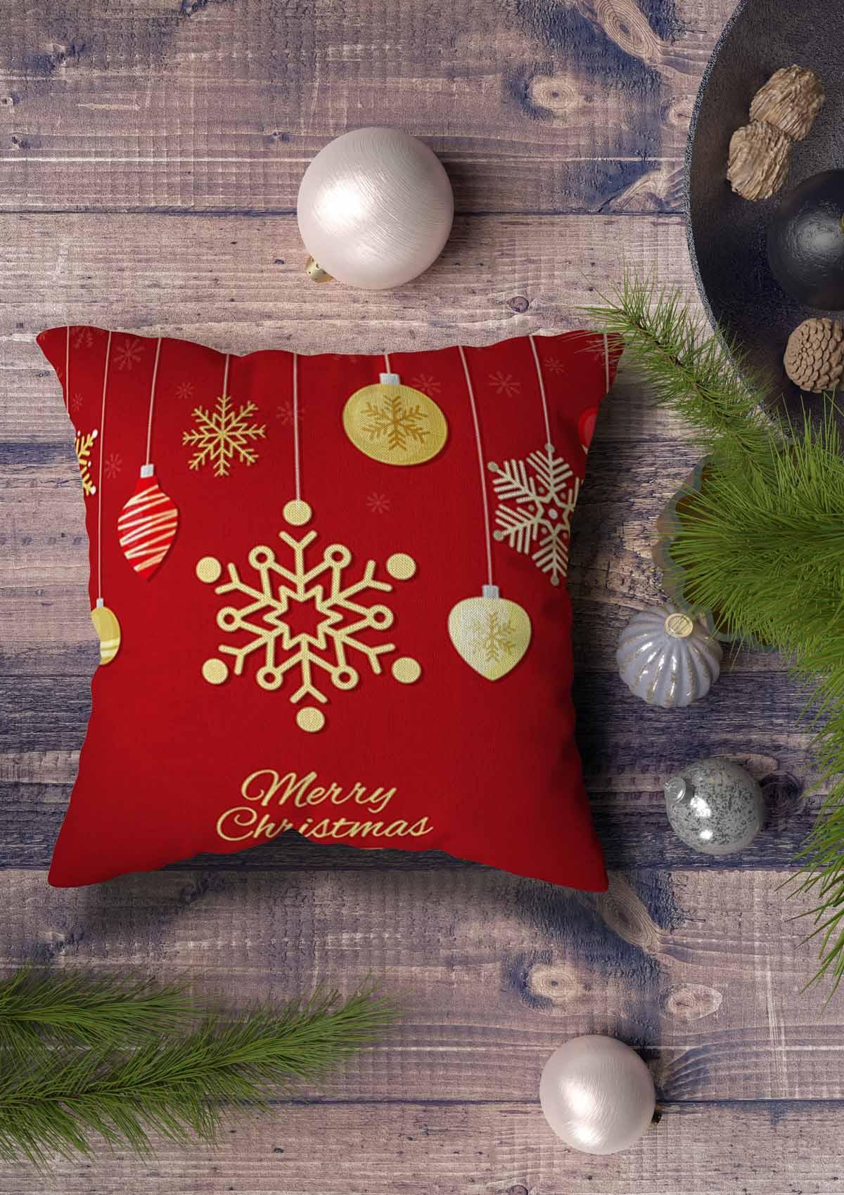 Red Christmas Cushion Covers - Festive cushion covers in vibrant red, ideal for adding holiday cheer to your home decor. Instantly brighten up your living spaces with these charming covers.