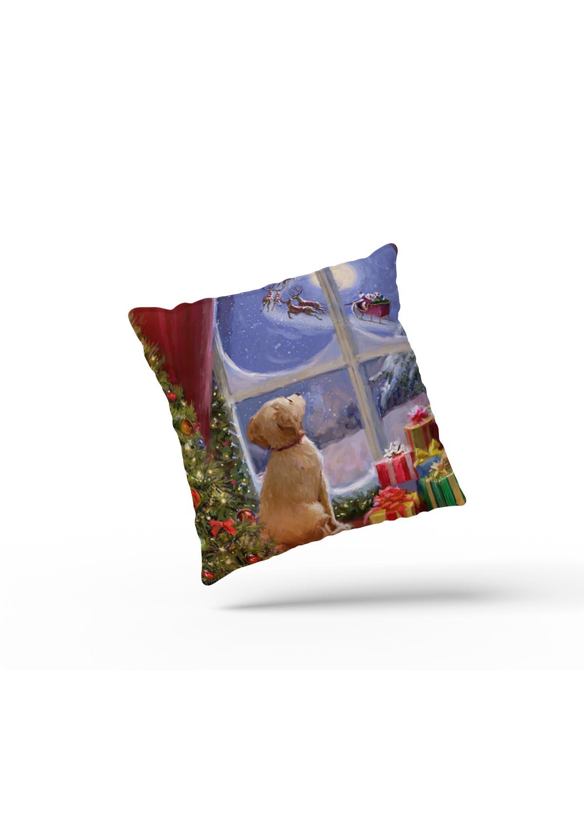  Santa with Reindeer Christmas Cushion Cover | CoverMyCushion 45x45 / No thanks - cover only