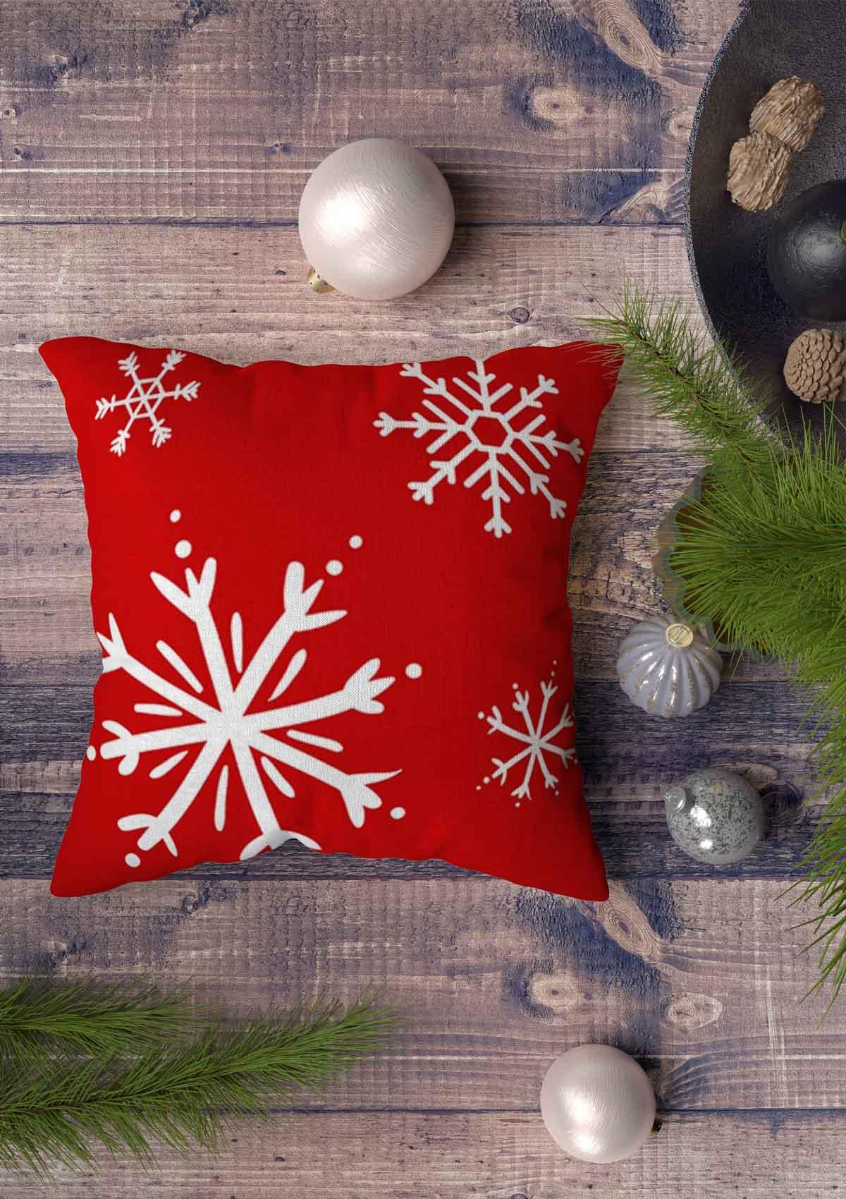 Snowflake "MerryChristmas" Cushion Cover