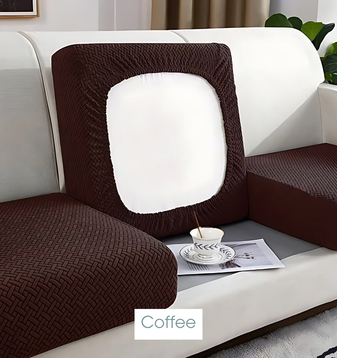 Stretch Couch Cushion Covers | CoverMyCushion Coffee / Normal Size (S)-1pc