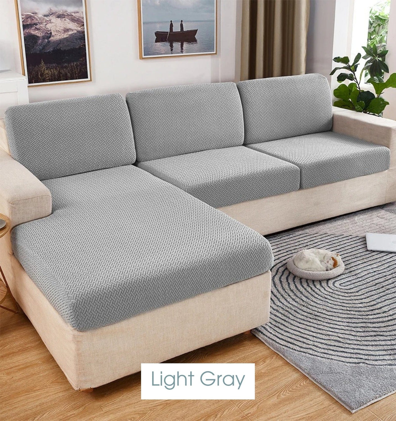 Stretch Couch Cushion Covers | CoverMyCushion Light gray / Normal Size (S)-1pc