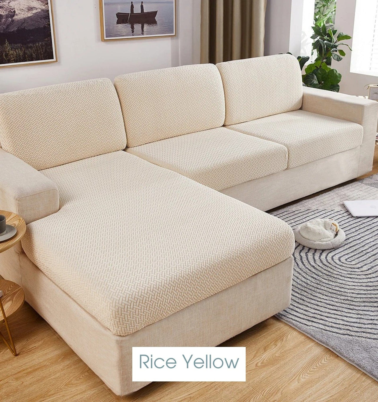 Stretch Couch Cushion Covers | CoverMyCushion Rice yellow / Normal Size (S)-1pc