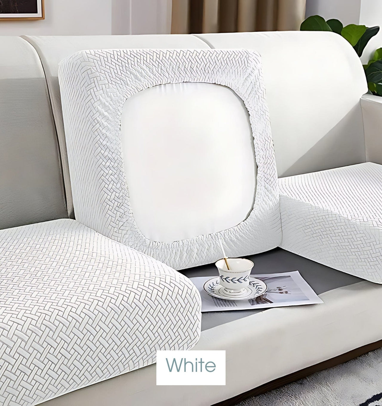 Stretch Couch Cushion Covers | CoverMyCushion White / Normal Size (S)-1pc