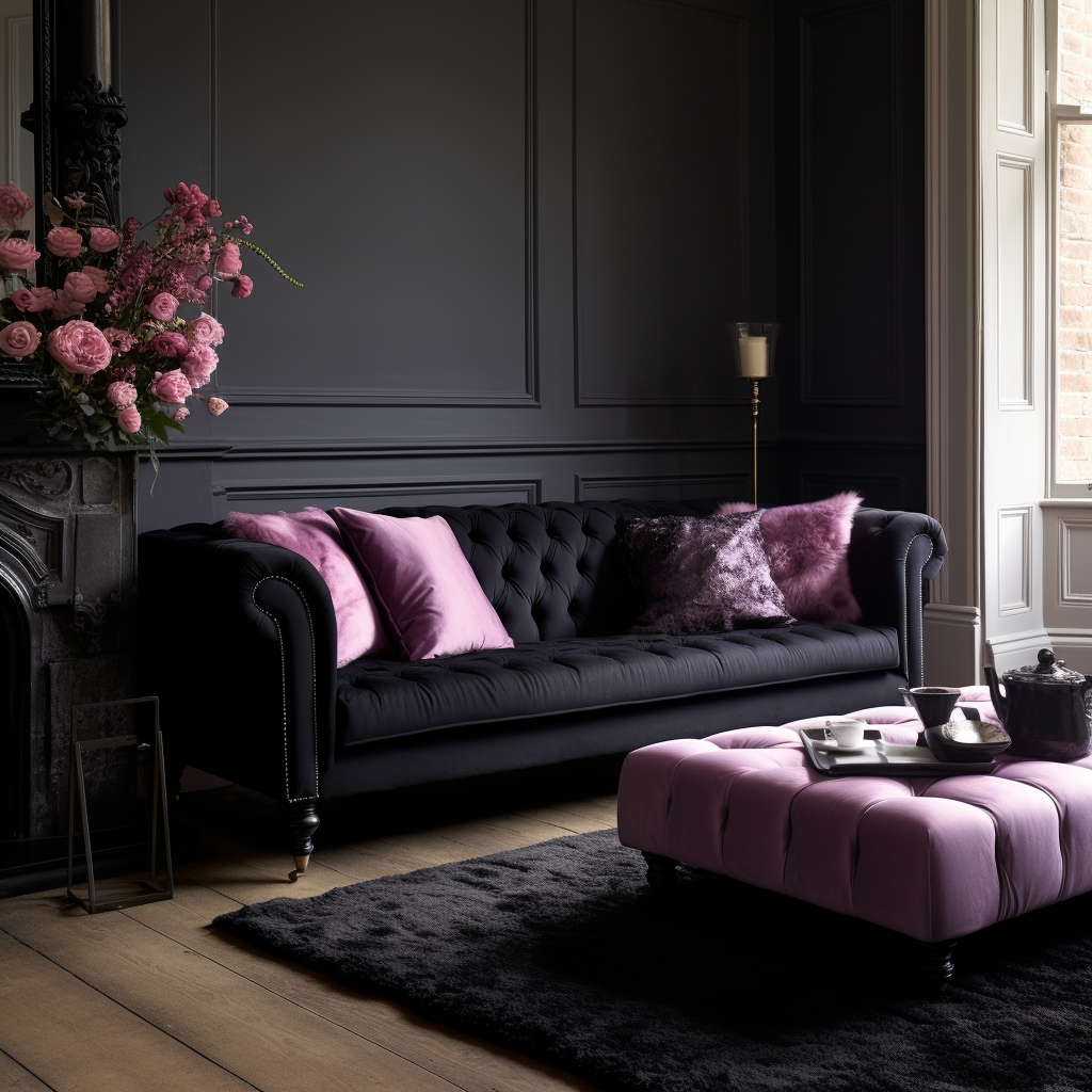 Black sofa pink cushions best sale