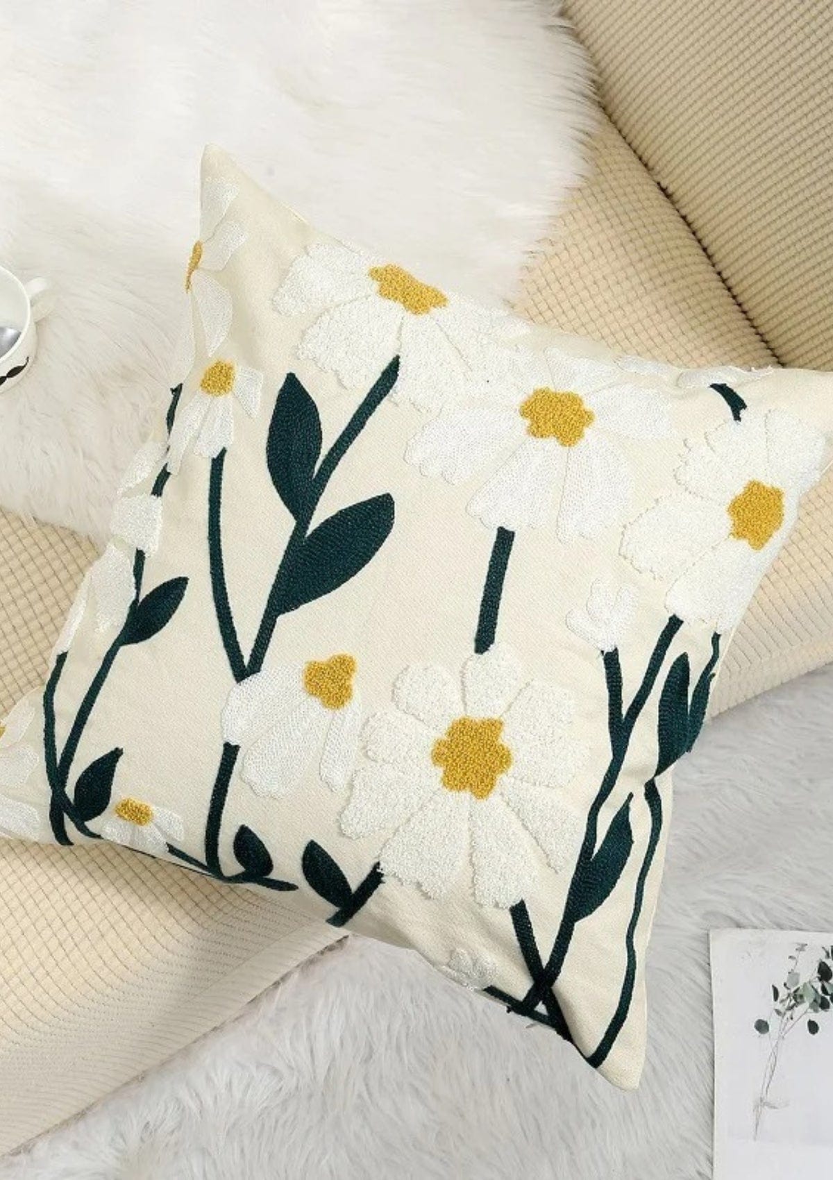 Towelling Flower Cushion Covers | CoverMyCushion 45x45cm / No thanks - cover only