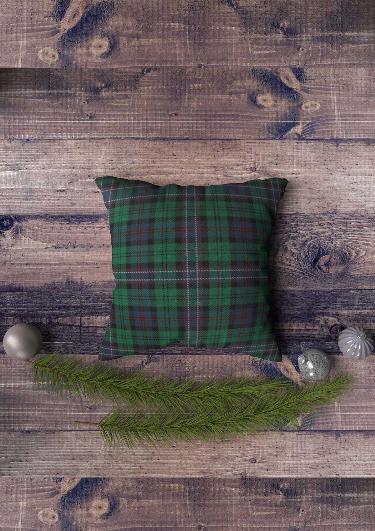warm green tartan cushion cover