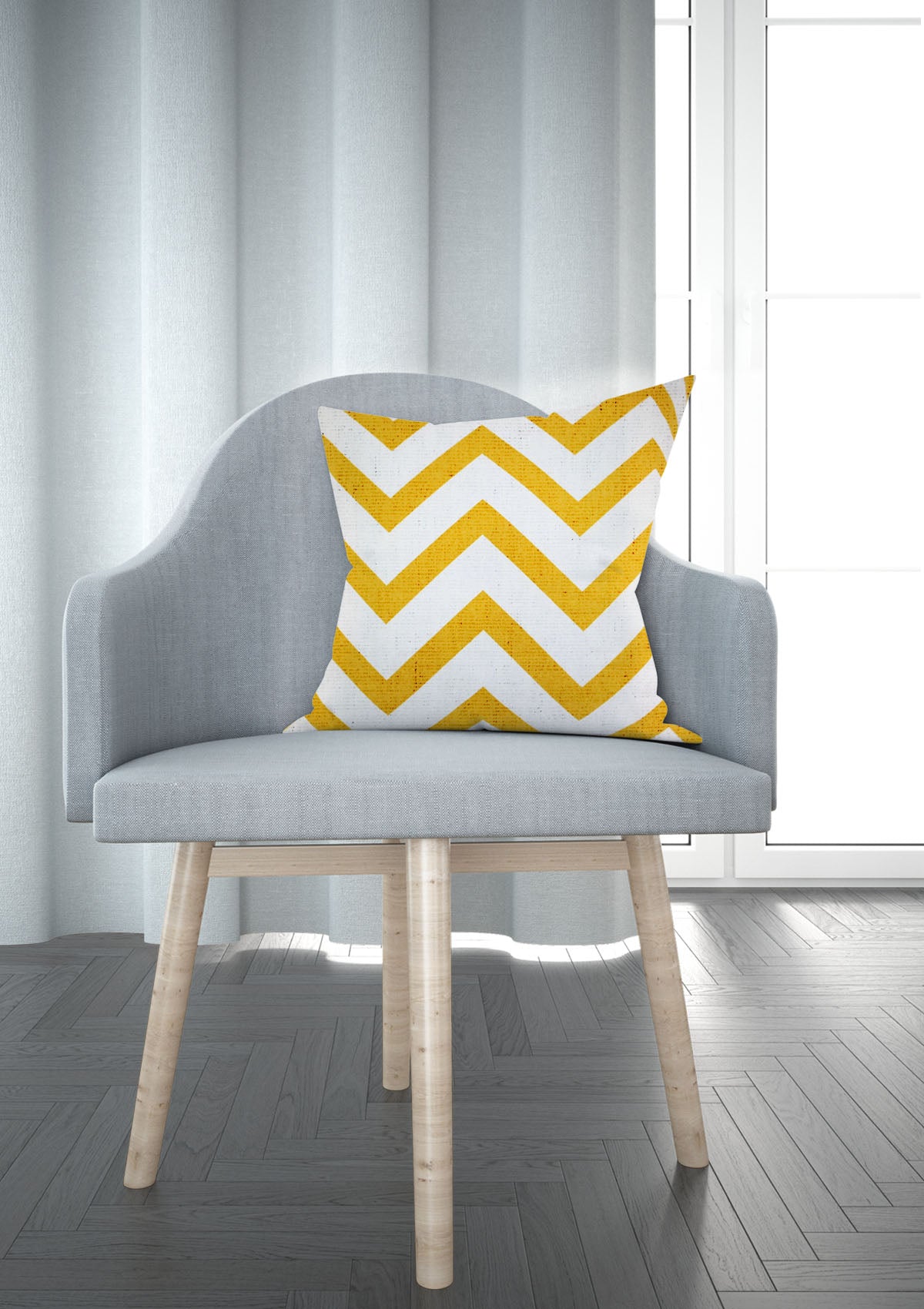 Playful and cheerful yellow stripe cushion cover for sofas and chairs
