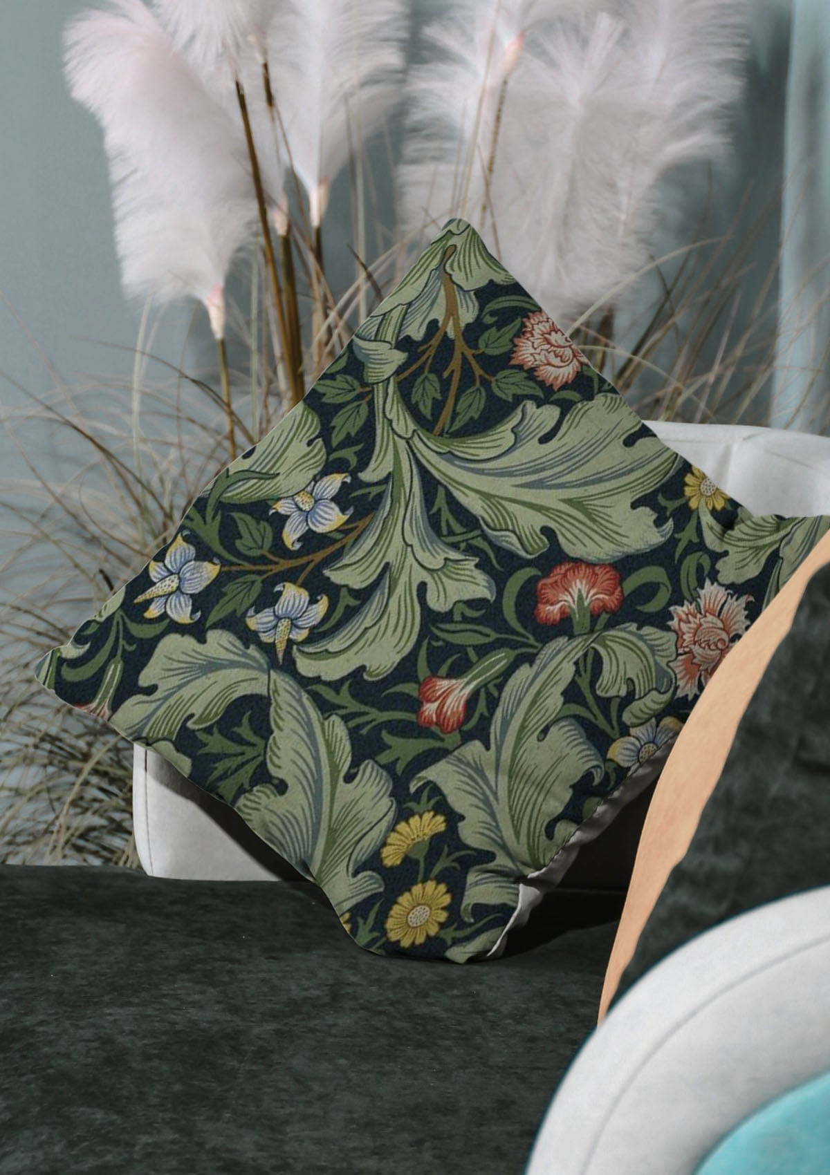 Green Floral Cushion Covers