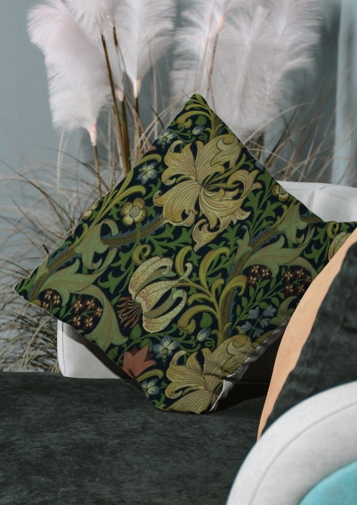 Lime Green Floral Cushion Covers