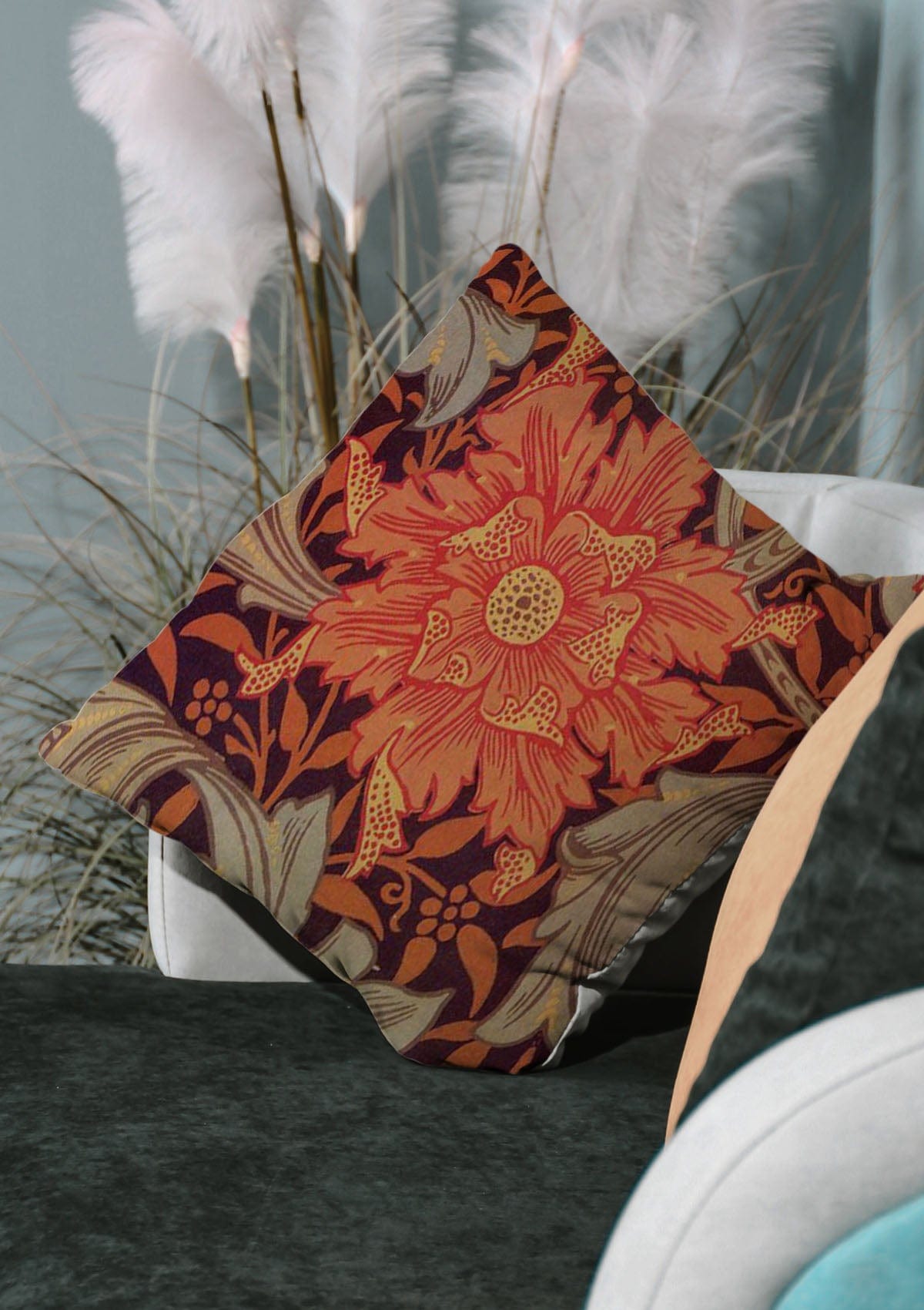 Orange Floral Cushion Covers