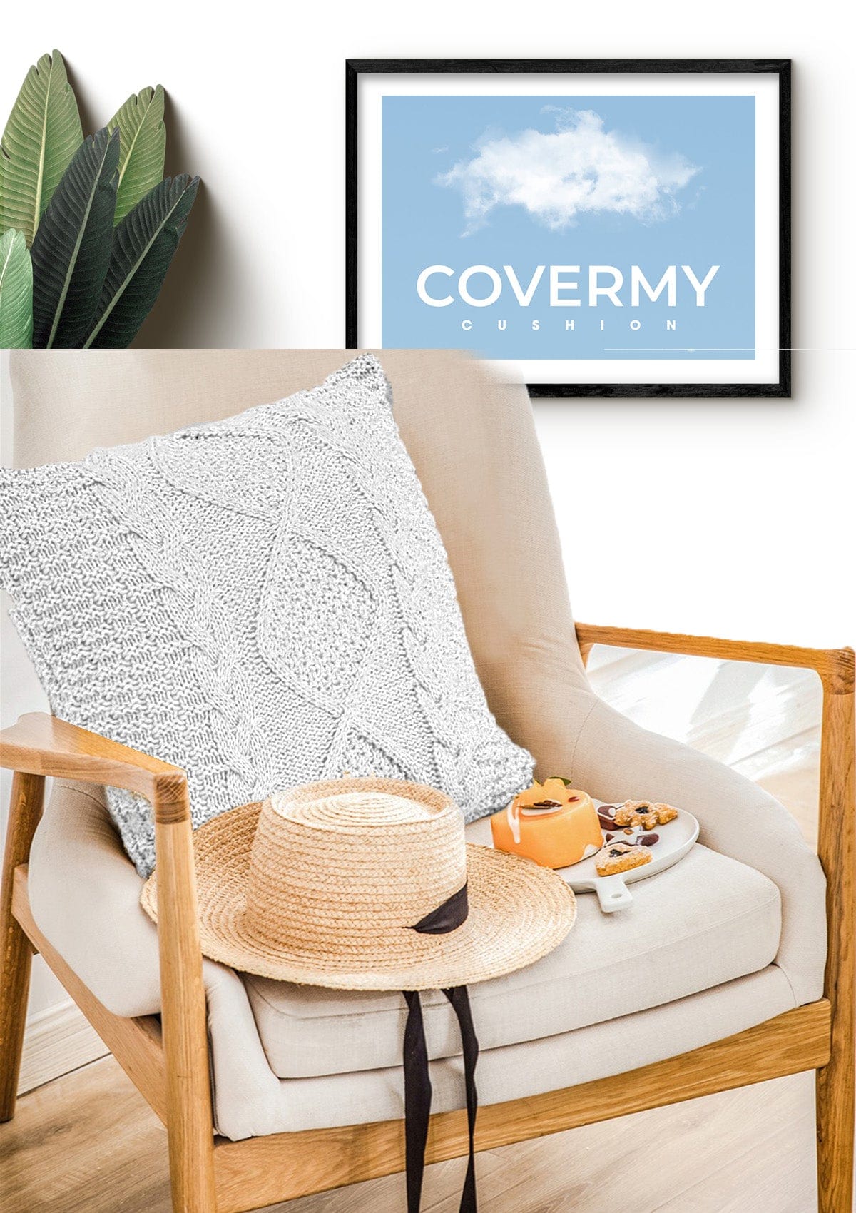 Aran Cushion Cover Knitting Pattern | CovermyCushion 45x45cm / White / No thanks - cover only